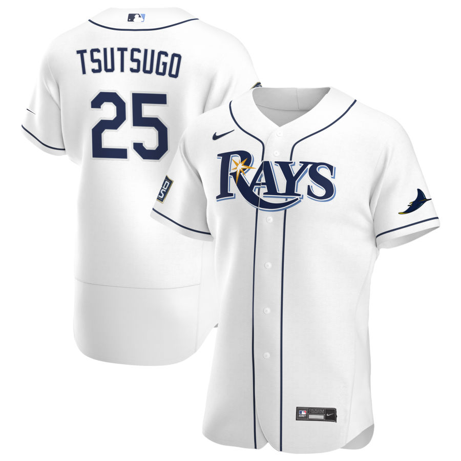 Tampa Bay Rays 25 Yoshi Tsutsugo Men Nike White Home 2020 World Series Bound Authentic Player MLB Jersey